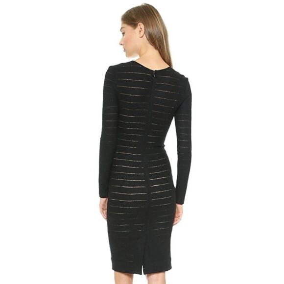 L’Agence Black Shadow Stripe Wool Knit Long Sleeve Sheath Dress 6 - Picture 2 of 7